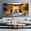 Boeddha Waterfall Posters Canvas Prints Religie Schilderen Foto's Wall Art voor Woonkamer Moderne Home Decor Lake Stone Cuadros