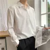 Koreanische Mode Drape Shirts für Männer Einfarbig Langarm Eis Seide Smart Casual Bequem Button Up Hemd 210701