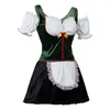 Halloween Womens Canival Cosplay Costume Maid Dress Lace Trim Ruffled Short Sleeve Velvet Oktoberfest Role Play Outfit Y0913