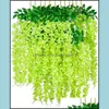 Dekorativa Blommor Kransar Festival Party Supplies Hem Trädgård 12 st 45inch Wisteria Artificial Flower Silk Vine Garland Hängande för Weddi