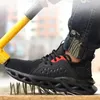 Lightweight Men's Safety Shoes Steel Toe Work Boots Anti-smashing Sneakers Men Indestructible Plus Size 211023