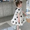 2-6Y Girls Polka-Dot Dress 2021 Summer Polka Dot Cotton With Bow Ball Gown Clothing Kids Baby Princess Dresses Children Clothes Q0716