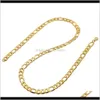 Pulseiras Conjuntos de Joias Joias Colar Masculino Cheio de Ouro Amarelo 24K + Conjunto de Pulseiras Figaro Curb Chain 20/22/2426 Drop Delivery 2021 Qf4I3