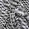 Vintage plaid lange shirt jurk vrouwen strikje mouw casual es een lijn draai kraag kantoor vestidos 210515