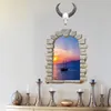 Muurstickers Creatieve 3D Vuurtoren Kunst Venster Decoratie Home Zee Landschap PVC Room Decor Verwijderbare Europese P