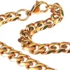 Chains Rose Gold Tone Stainless Steel Miami Curb Chain Bracelet Set Cuban Link Necklace 5~7mm Width