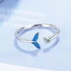 Bagues de cluster queue de baleine créative pour femmes de charme femme bleu cristal bague bijoux amour romantique amour promesse
