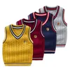 Autumn Winter School Uniform Vest Boys Knitted Sleeveless Sweater Girl V-neck Soft Worsted Outwear Clothes For 10 12 Years 211203