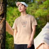 Pioneer Camp Casual T-shirt Men 100% Cotton Feather Print O-neck White Khaki Streetwear Men's Top Tees ATK01105209H G1229