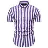 Casual shirts voor heren Summer Shirt Slim Business gestreepte jurk korte mouwen katoen comfortabel Europese maat 2xl