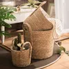 100% Handmade Planter Basket Rattan Flower Pot Indoor Outdoor Garden Plant Pots Cover Decoration Bamboo Storage 211130