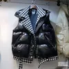 Kvinnors västar Glossy Cotton Vest Autumn and Winter Thick Clothing Fashion Houndstooth Stitching Ladies Warm Pad Casual Stra22