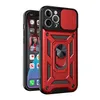 Shockproof Push The Window Armor Phone Cases For iPhone 13 12 11Pro Max 7 8 6S Plus XS XR SE2020 Metal Ring Bracket Cover