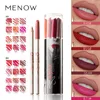 12st / set Menow Lipliner Penna Lila Orange Sexig Röd Färg Trähandtag Smooth Cream Vattentät Matt Eyeliner Tattoo Lip Pennor