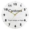 Personnalisé Votre propre horloge murale ronde horloge silencieuse montre murale à la batterie silencieuse non ticking de haute qualité Home décor horloge 210930