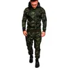 Eşofman Sonbahar Kış Camou Hoodies Rahat Ter Suits İpli Kazak Kıyafet Spor Erkekler 2 Parça Set Artı Boyutu 210806