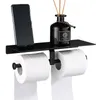 Porte-papier hygiénique Support noir Rouleau de cuisine Salle de bains WC Étagère pour téléphone Accessoires pour serviettes