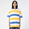 Mäns Harajuku T-shirt Basic Striped T-shirt Sommar Kortärmad Tshirt StreetWear Oversized Cotton Casual Pocket Tops Tees 210601