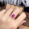 Natuurlijke Ruby Stone Flower Ring Oorbellen Hanger Ketting Set 925 Zilveren Fijne Mode Charmante Sieraden voor Dames Armband,
