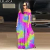 Tutina da donna senza maniche Tie Dye Abiti larghi per collo slash Plus Size 2XL Sexy Party Club Tuta estiva 210520