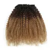 人間のヘアエクステンションのモンゴルクリップアフロキンキーカーリーT1B/4/27 120g/セット8pcsオンブルカラークリップイン