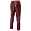 Wino Czerwony Paisley Dress Spodnie Męskie Marka Skinny Spodnie Wedding Party Stage Piosenkarz Pal Pantalon Homme 210715