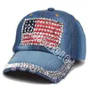 American Flag Retro Cowboy Hat Projektant mody Diamond Studded Peaked Cap Regultable Outdoor Travel Sun Hats 0426