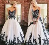 Applique Wedding koronkowe czarne sukienki suknia ślubna 2021 Niestandardowe wykonane plus rozmiar dekoltu w kształcie serca długość podłogi linia plaża boho vestido de novia