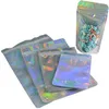 100pcs lot Resealable Stand Up Zipper Bags Aluminum Foil Pouch Plastic Holographic Smell Proof Bag Food Storage Packaging