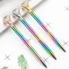 Big Diamond Crystal Ballpoint Pens Novelty Rainbow Metal Gradient Pen School Office Forniture Business Stationery Stationery Gift Student Logo personalizzato