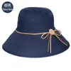 2019 nieuwe eenvoudige vrouwen zomer strand reizen bowknot brede rand zon hoed reversible opvouwbare cap meisjes hoed G220301