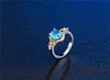 Cluster ringar 925 Silver Färg Smycken Sapphire Bröllop Diamant för Kvinnor Anillos Bizuteria Gemstone Blue Topaz Ring