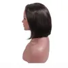 Lace Completa Perucas de Cabelo Humano Bob Curto Corte Brasileiro Cabelo Virgem Reta pré-arrancada Glueless Lacfront Short Wig para mulheres negras