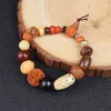 Classico 18 tipi di perle Rudraksha Mix Bracciale da uomo Elasticità Grandi bracciali in legno Buddismo da uomo Biker Gioielli di preghiera