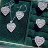 3pcs Pack 2021 Fashion Heart 925 Sterling Silver Ring Collana con perno Set per le donne Regalo di anniversario Gioielli intero J6135