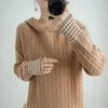 Camisolas femininas 2022 Pure Cashmere Sweater Capuz Capacito solto de torção grossa Autumn e Winter Knit