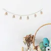 Decorative Objects & Figurines Boho Macrame Hand Woven Cotton Garland With Wooden Beads Rattan Basket Ornaments Home Hanging Decoration