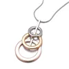 Collier pendentif rond trois cercles chaîne en os de serpent accessoires de chandail imbriqués à trois cerceaux