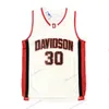 Nikivip Ship From US Stephen Curry # 30 Davidson Wildcats College Basketball Jersey Cousu Blanc Rouge Taille S-3XL Top Qualité