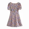 vintage boho women mid dresses summer floral printed ladies fashion female girls knee-length 210430