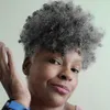 Sevimli Gri İnsan Saç At Kuyruğu Uzatma Tuz ve Biber Doğal Gri Kadın Kıllar Topper Peruk Kısa Afro Kinky Puf Pistice 100g 120g 10 inç Sıcak Satılık