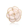2021 Trend Pearl Enamel Camellia Brooches For Women Elegant Flower Pins Fashion Jewelry Coat Accessories Brooch