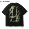 Streetwear Tees Camisetas Hip Hop 3D Corrente de Manga Curta Tshirts Punk Rock Gothic T-Shirt Harajuku Tops 210602