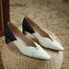 SOPHITINA Retro Female Pumps Square Toe Stitching Buckle Decoration Shoes Thick Heel Mid-mouth TPR Women Shoes AO372 210513