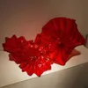Luxury Abstract Wall Lamp Red Amber Color Hand Blown Murano Glass Plates for Wall Hanging Living Room Art Decoration