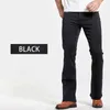 Mens Boot Cut Jeans Slightly Flared Slim Fit Blue Black Trousers Designer Classic Male Stretch Denim Pants 211206