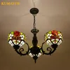 Lustres Vitrail Libellule Fleurs Ombre Lustre Européen Vintage Suspension Lumière Bar Restaurant Allée Étude Chambre Lampe