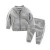 Hot selling baby cotton clothing sets children's suit infants zipper coat sports two set kids suits