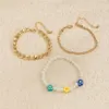 Novo Boho Gold Color Hand Bracelets para Mulheres Charme Kpop Flor Pearl Grânulos Pulseira Artesanal Conjunto Jóias Jóias