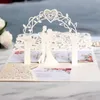 Cartões de felicitações 1pcs European Laser Cut Invitation 3D Card em forma de coração Tri-Fold em forma de coração